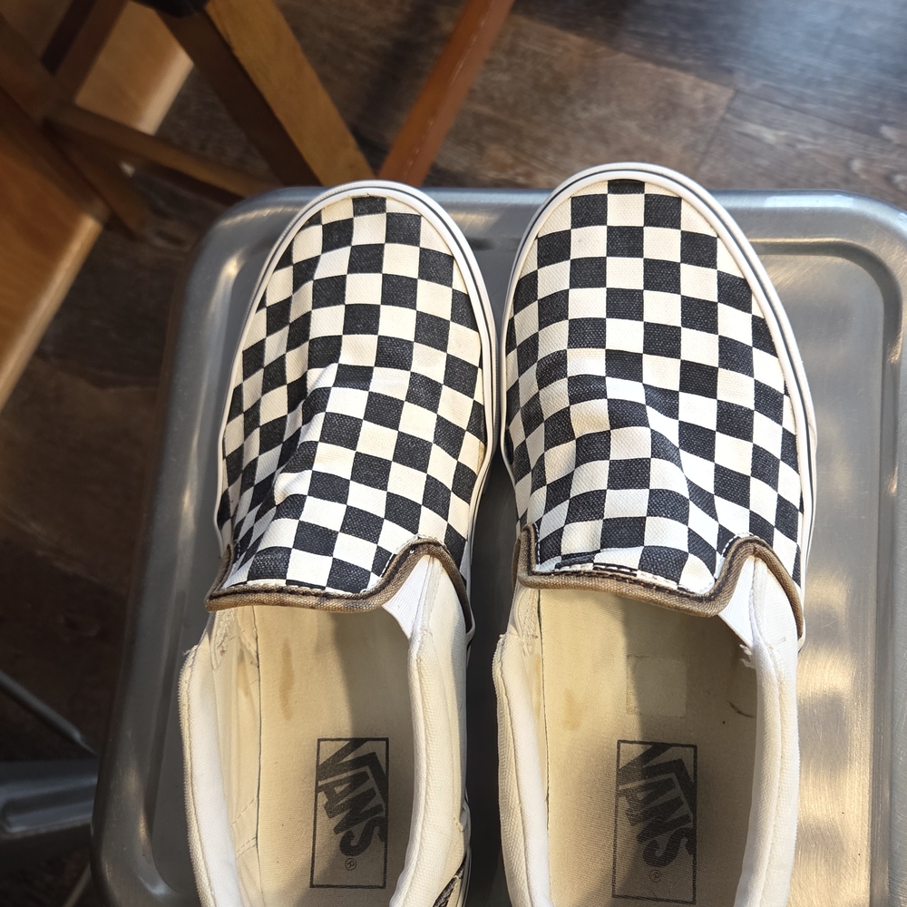 Vans Classic Black and White Checkerboard Slip-Ons Mens Size 8.5
